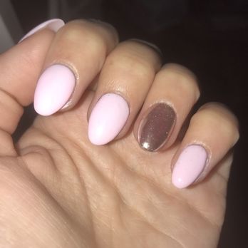 Paris Nails - some of the glitter from the chrome got into the middle and pinky finger - Nail Salons Near Me - Orange, Connecticut