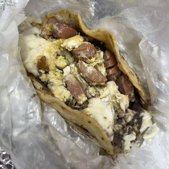 Shuko’s Latin Restaurante  - Sausage eggs cheese and beans taco - Latin American Near Me - Deer Park, Texas