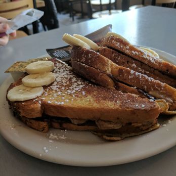 Ardmore Station Cafe - Challah french toast with Nutella and bananas - to me this is dessert, but my hubs was delightfully satisfied !! - Breakfast & Brunch Near Me - Ardmore, Pennsylvania