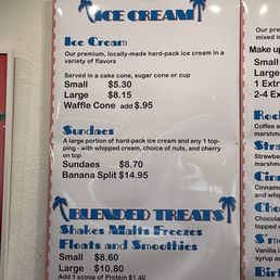 Ice cream menu Ice cream menu