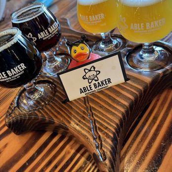 Able Baker Brewing - Our flight! You get to keep the duck! - Brewpubs Near Me - Las Vegas, Nevada