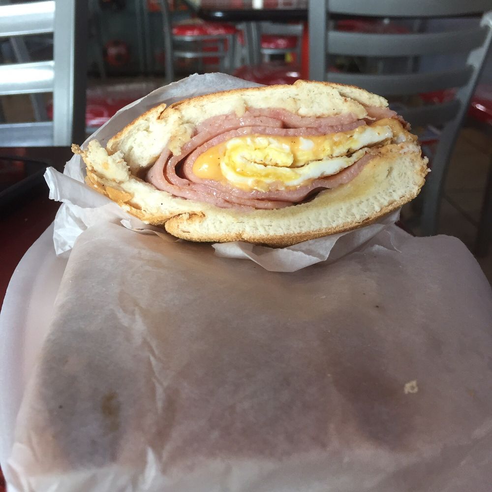 Ham, egg and cheese sandwich