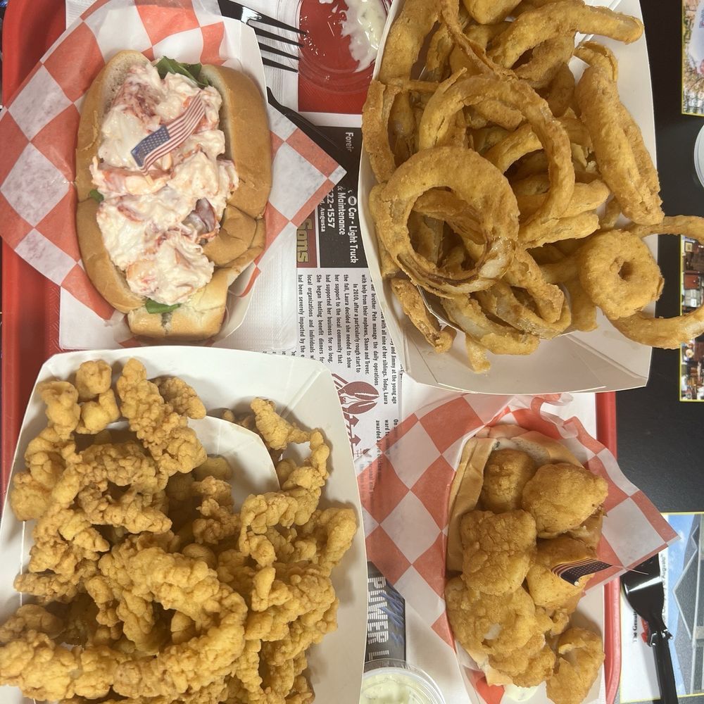 The Red Barn - Clam strips, lobster roll, scallop roll, and onion rings...all amazing - Seafood Near Me - Augusta, Maine