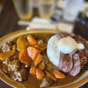 Chubby Curry - Chubby Curry Wagyu Steak Rice Plate.  So good!  Wagyu Steak cooked well along with the beef belly.  Curry was flavorful - Japanese Curry Near Me - Covina, California