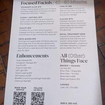 FACE FOUNDRIÉ - Denver Cherry Creek - Menu - Day Spas Near Me - Denver, Colorado