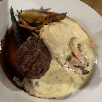 Smith Flat House - Black and white- filet and shrimp with garlic mashed potatoes - Venues & Event Spaces Near Me - Placerville, California
