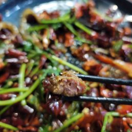The cumin lamb meat chunks had holes in the middle indicating the meat was cooked on skwer before and was repurposed. Not good.