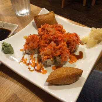 Mori Sushi - The Volcano and the two things on the sides are Fried Tofu! - Sushi Bars Near Me - Newport, Rhode Island Mori Sushi - The Volcano and the two things on the sides are Fried Tofu! - Sushi Bars Near Me - Newport, Rhode Island