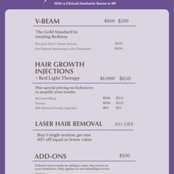 Zavant Aesthetics - Monthly specials: V-Beam, PRP microneedling, PRP hair restoration & laser hair removal. Advanced treatments for skin, hair & confidence!