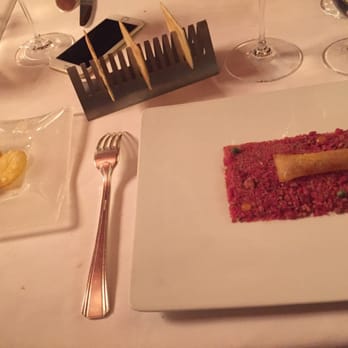 Akelare - Beef tartare with potato puff and thin crackers. Largest portion of raw meat I've seen. 4 stars - Signature Cuisine Near Me - Donostia-San Sebastian, SS