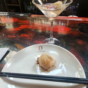 Lao Sze Chuan - Steamed shrimp dumpling and a lycheetini. - Szechuan Near Me - Chicago, Illinois