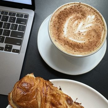 MoonGoat Coffee Roasters - Churro Latte + Ham and Cheese Croissant - Coffee Roasteries Near Me - Costa Mesa, California