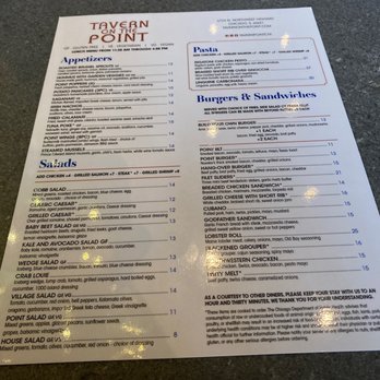 Tavern On The Point - Menu - Cocktail Bars Near Me - Chicago, Illinois Tavern On The Point - Menu - Cocktail Bars Near Me - Chicago, Illinois