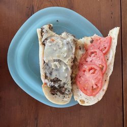 Eve's Lunch - Eve's Cheesesteak Zep w/cheese on top