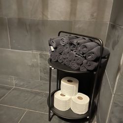 Scratch Goods - Reusable towels in the washroom.