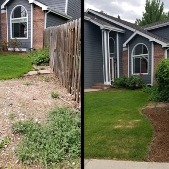 Skyline Landscape & Design - Photo on the left = before Skykine Photo on the right = after Skyline saved our front yard - Landscaping Near Me Skyline Landscape & Design - Photo on the left = before Skykine Photo on the right = after Skyline saved our front yard - Landscaping Near Me