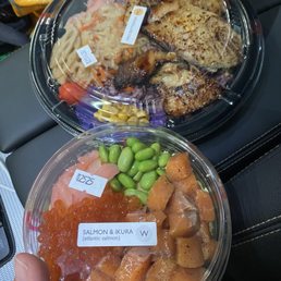 (Top) miso butterfish bento (bottom) salmon/ikura sushi cup (Top) miso butterfish bento (bottom) salmon/ikura sushi cup