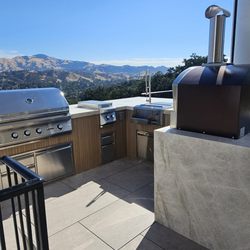 Bay Area BBQ Islands - Laila J - Alamo, CA - Twin Eagles Appliances, Alfa Pizza, Porcelain Tile Base, Quartzite Natural Stone