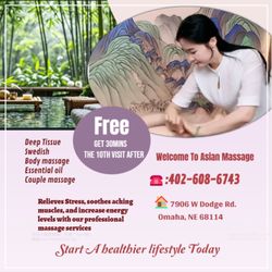 Asian Massage - Massage techniques are commonly applied with hands, fingers,
elbows, knees, forearms, feet, or a device...