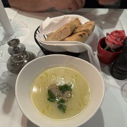 Truffle soup and complimentary bread Truffle soup and complimentary bread