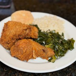 Crack Of Dawn Diner - Fried Chicken w/rice and collard greens