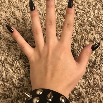 Bella Nails and Spas - Black acrylic sharp nails - Nail Salons Near Me - Riverside, California
