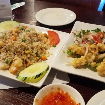 Lotus Bistro - Our delicious fried rice next to the equally delicious fried calamari - Vietnamese Near Me - Costa Mesa, California Lotus Bistro - Our delicious fried rice next to the equally delicious fried calamari - Vietnamese Near Me - Costa Mesa, California