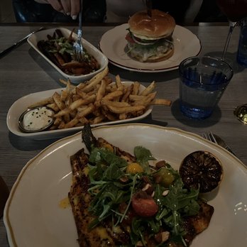 The Whale Chicago - Turkey burger, carrots, French fries, and blackened trout - New American Near Me - Chicago, Illinois The Whale Chicago - Turkey burger, carrots, French fries, and blackened trout - New American Near Me - Chicago, Illinois