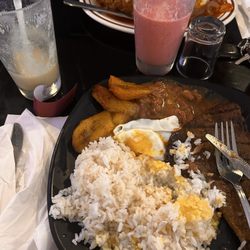 Carne Asada and Passion Fruit smoothie in milk
