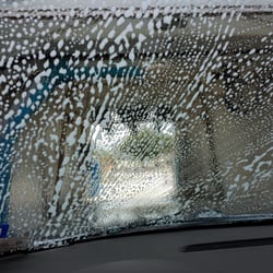 Patriot Car Wash - Scrubbed windshield before going into the car wash.