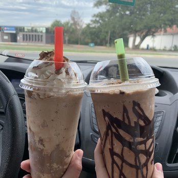 Coffee Guy Cafe - Cinnamon Roll Latte blended, and almond joy blended - Coffee & Tea Near Me - Pensacola, Florida