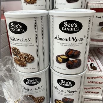 See's Candies - Almond royal tub...gonna see how long I can make this one pound tub last :) - Candy Stores Near Me - Santa Clara, California
