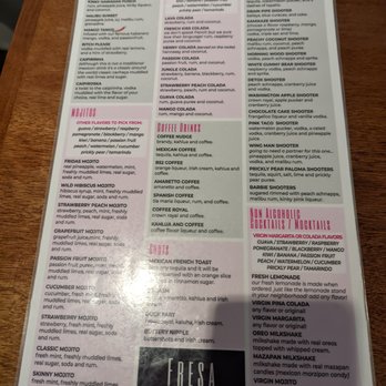 Fresa Mexican Kitchen & Tequila Bar - Cocktail menu continued. - Mexican Near Me - Everett, Washington Fresa Mexican Kitchen & Tequila Bar - Cocktail menu continued. - Mexican Near Me - Everett, Washington