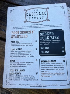 Menu photo 8 The Cadillac Cowboy Lake Arrowhead, CA