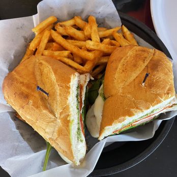 Luigi's Pizza - Chicken Pesto sandwich! Just the right amount of pesto, fresh spinach, roasted red peppers, and the bread is so fresh and delicious. - Pizza Near Me - Cambria, California Luigi's Pizza - Chicken Pesto sandwich! Just the right amount of pesto, fresh spinach, roasted red peppers, and the bread is so fresh and delicious. - Pizza Near Me - Cambria, California