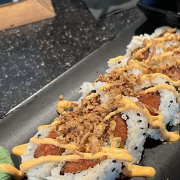 I LOVE the Spicy Tuna Roll on the happy hour menu.. especially the crunchy onions on top I LOVE the Spicy Tuna Roll on the happy hour menu.. especially the crunchy onions on top