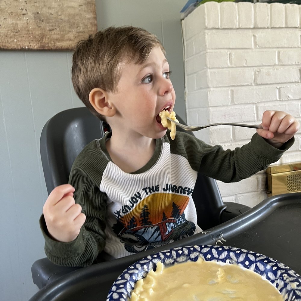 2 yr old loving Mac n cheese 2 yr old loving Mac n cheese