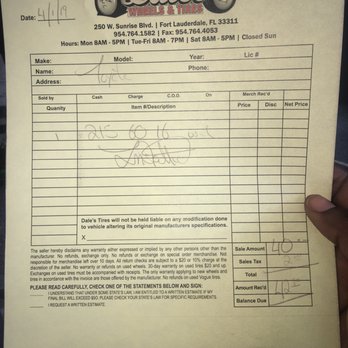 Dale's Tires - Receipt - Tires Near Me - Fort Lauderdale, Florida Dale's Tires - Receipt - Tires Near Me - Fort Lauderdale, Florida
