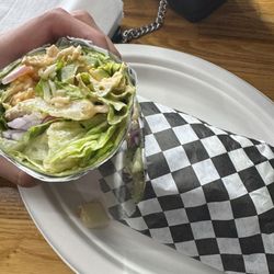 Chop'd - Chicken pesto wrap! 10/10 MUST GET THE CHIPOTLE SAUCE
