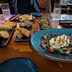 The Traveler Collections - Duck Confit Spring Rolls, Pernil Lovers (GF), Chicken Empanada and Truffle Burrata (GF)