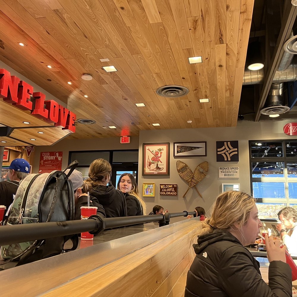 Raising Cane's Chicken Fingers - This location had a colorado themed wall! - Chicken Shop Near Me - Thornton, Colorado Raising Cane's Chicken Fingers - This location had a colorado themed wall! - Chicken Shop Near Me - Thornton, Colorado