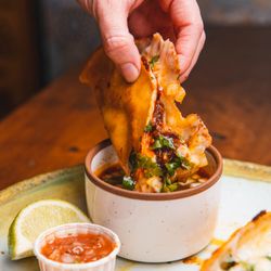 Abuelita's - Quesabirria Tacos with conseme