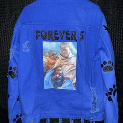 Weez Tees - Custom rip Jean jacket (back)