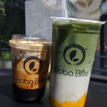 Boba Bliss - Creme brulee latte and mango matcha - Bubble Tea Near Me - Dublin, California
