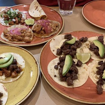 Taquerías Tamarindo - Top: Trompo, Papa Con Chorizo, and Tonga De Pollo Left: Campechana Right: Pirata Horchata - Mexican Near Me - Barcelona, B Taquerías Tamarindo - Top: Trompo, Papa Con Chorizo, and Tonga De Pollo Left: Campechana Right: Pirata Horchata - Mexican Near Me - Barcelona, B