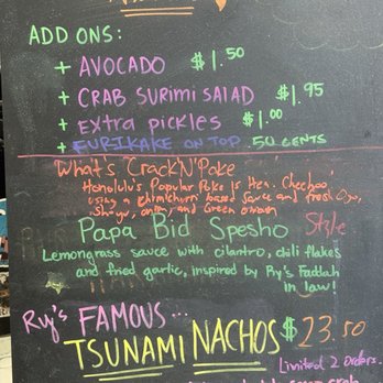 Ry's Poke Shack - Menu - Hawaiian Near Me - Pasadena, California Ry's Poke Shack - Menu - Hawaiian Near Me - Pasadena, California