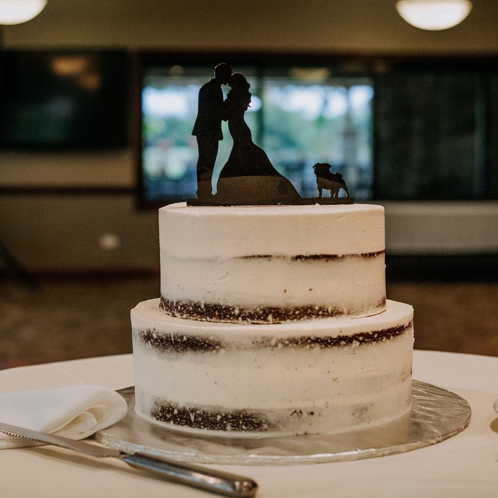 Suzette's Creperie - Final wedding cake, red velvet with cream cheese and white chocolate frosting - French Near Me - Wheaton, Illinois