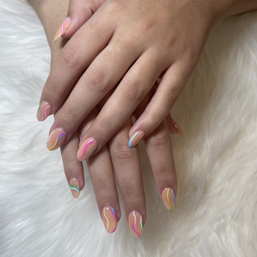 Painting Nails and Spa - wavy colorful nail design!! - Nail Salons Near Me - Destin, Florida Painting Nails and Spa - wavy colorful nail design!! - Nail Salons Near Me - Destin, Florida