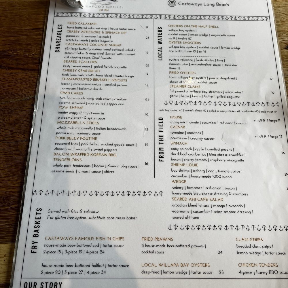 Castaway's Seafood Grille - Seafood Near Me - Long Beach, Washington