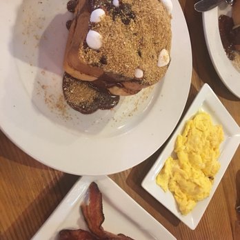 Half & Half - S'mores French toast with side of eggs and bacon - Breakfast & Brunch Near Me - St. Louis, Missouri Half & Half - S'mores French toast with side of eggs and bacon - Breakfast & Brunch Near Me - St. Louis, Missouri